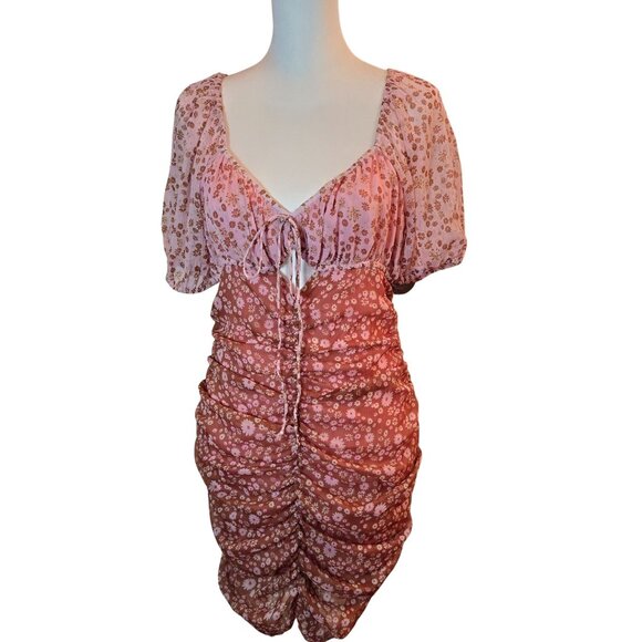 FREE PEOPLE X Revolve Tessa Dress - Tea Primrose Rouched Sz: S Floral - Picture 5 of 13